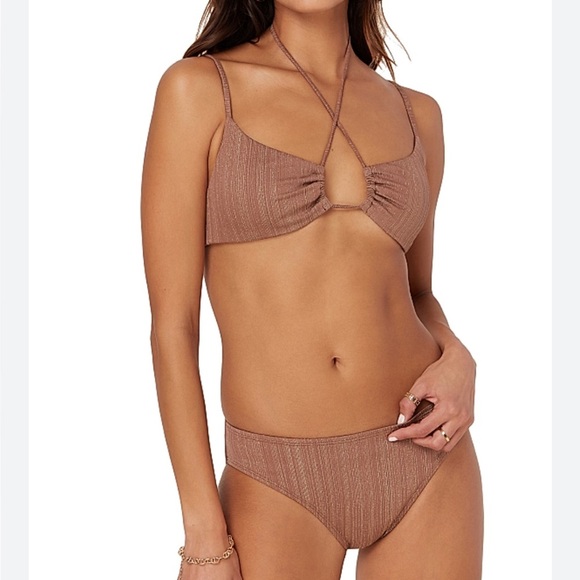 Andie Bikini Set The Casablanca Top Bikini Bottom Latte Sparkle size Small NWT - Picture 1 of 13